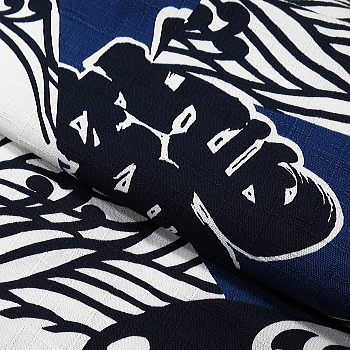 義若オリジナル激安セール柄股引き 波に千鳥・龍の字(白紺)